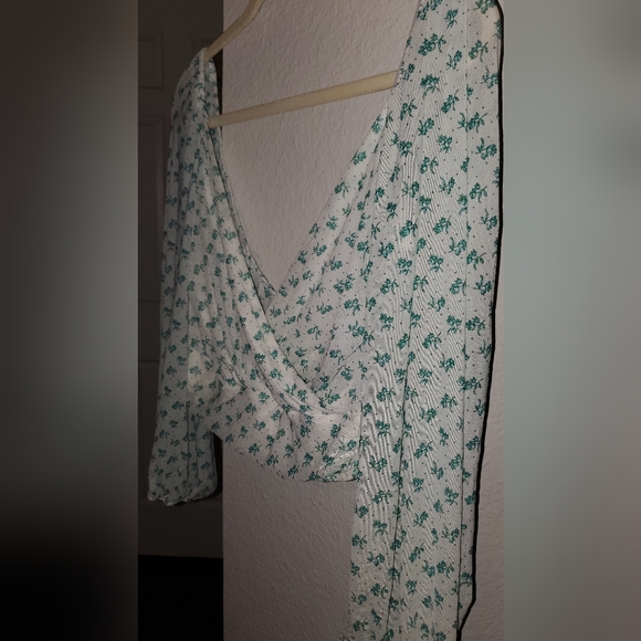 Free People white w green Sweetie Pie Blouse S - Picture 3 of 8